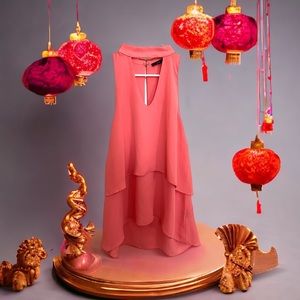 Salmon pink flowy top